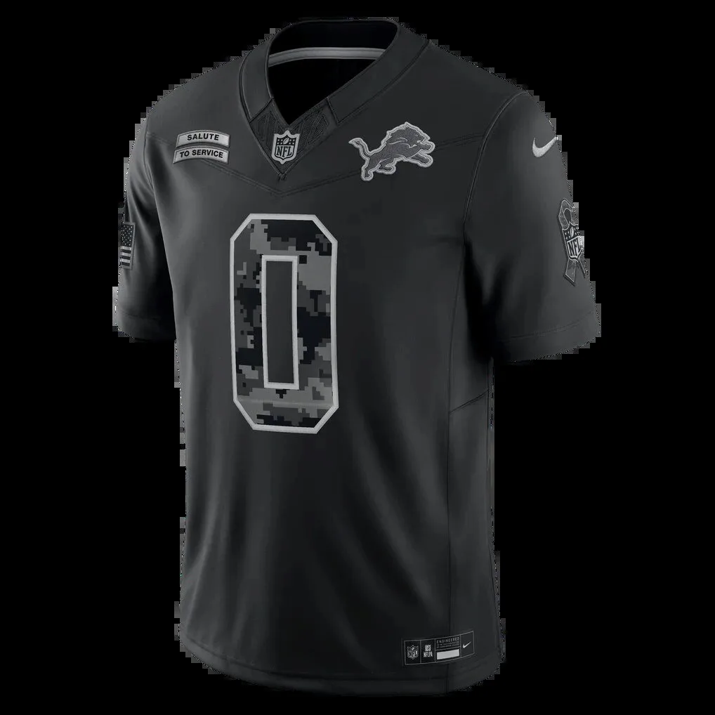 Detroit Lions Jahmyr Gibbs Black Salute To Service Football Jersey 4 Detroit Lions Jahmyr Gibbs Black Salute To Service Football Jersey