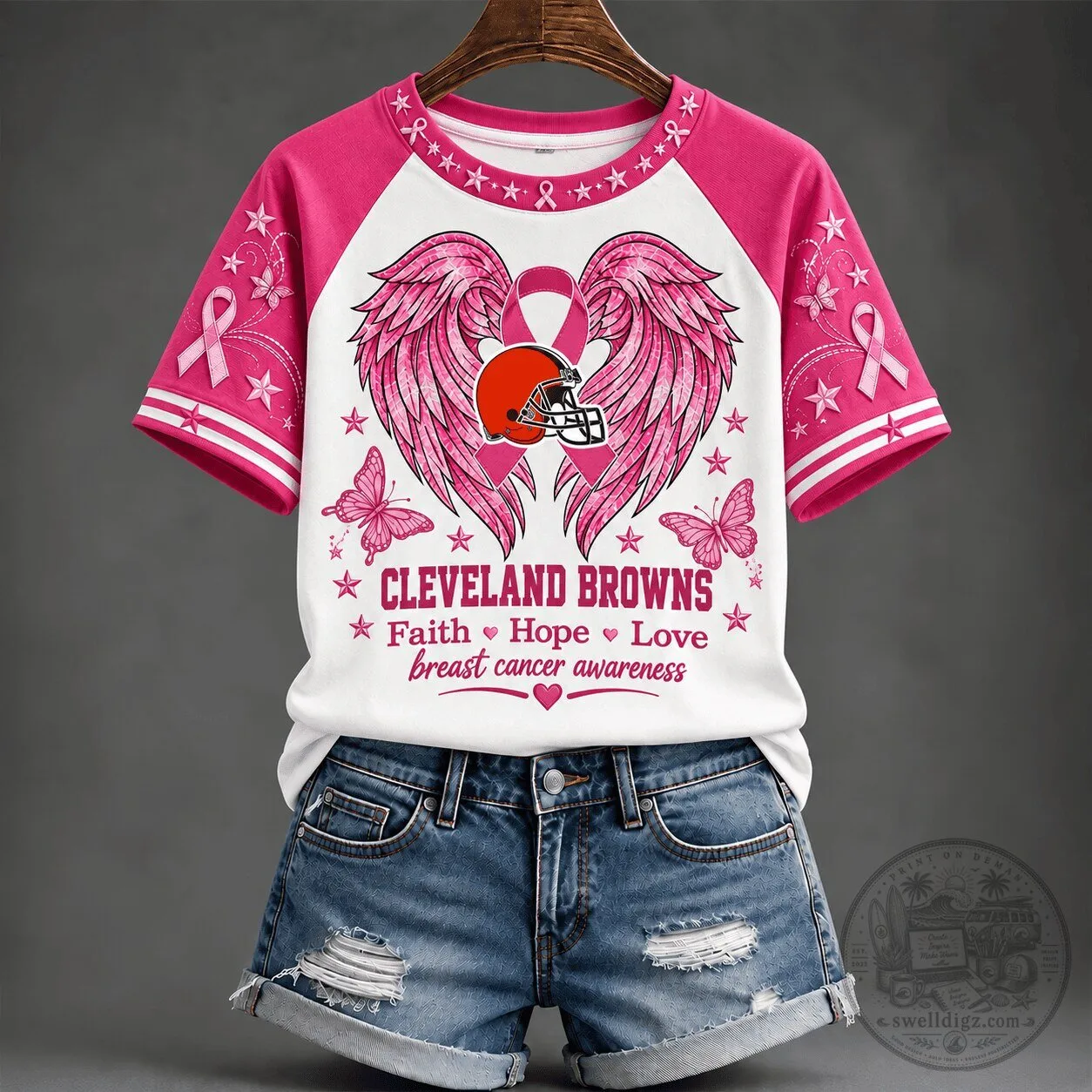 Cleveland Browns Faith Hope Love Breast Cancer Awareness T-Shirt