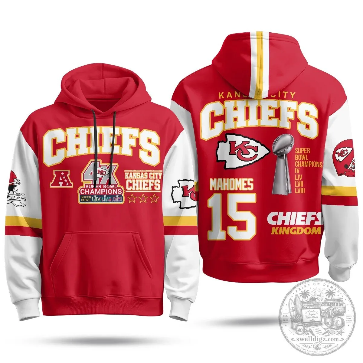 Kansas City Chiefs Super Bowl Champions Patrick Mahomes 15 Football Hoodie