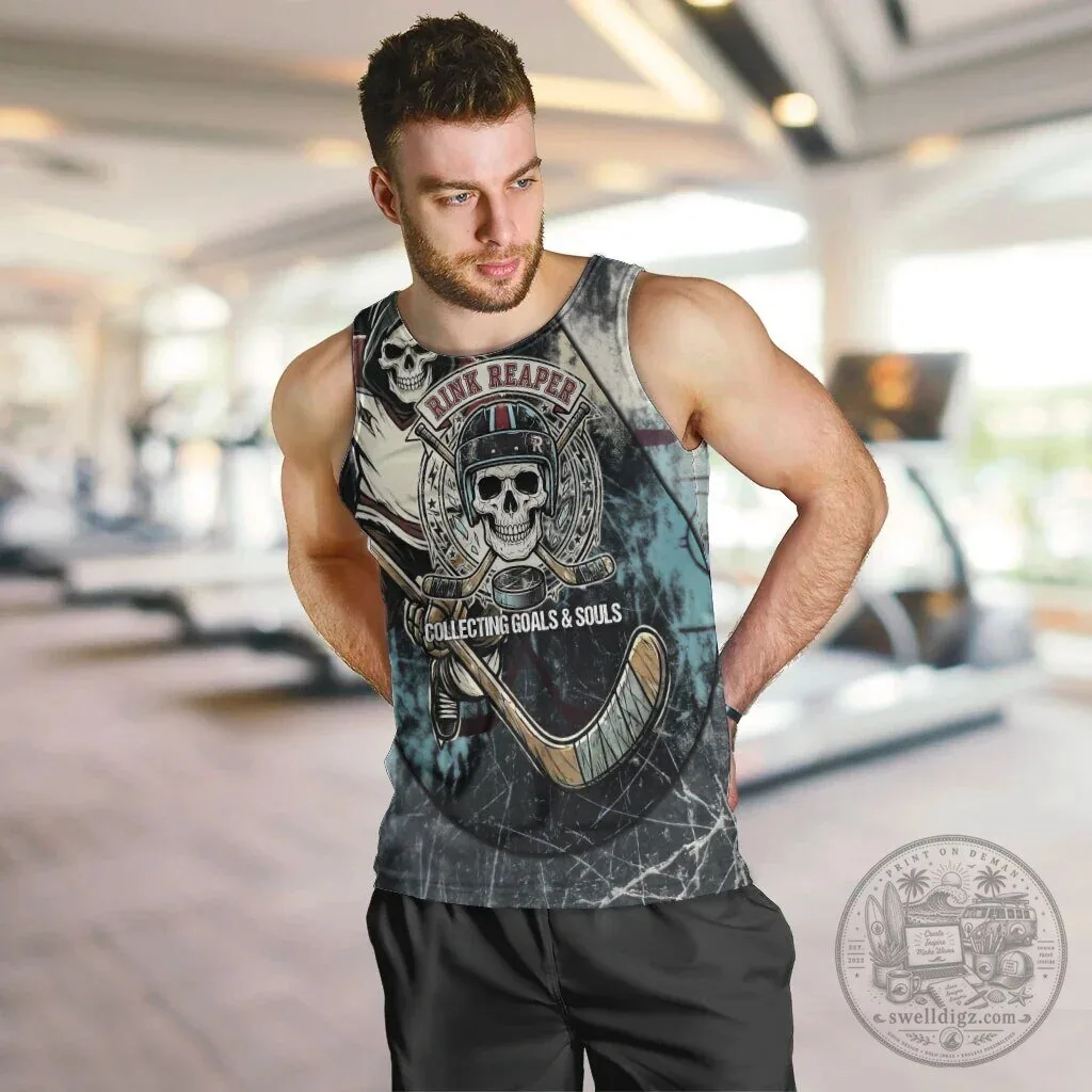 Ice Hockey Rink Reaper Collecting Goals and Souls Vintage Grunge Tank Top