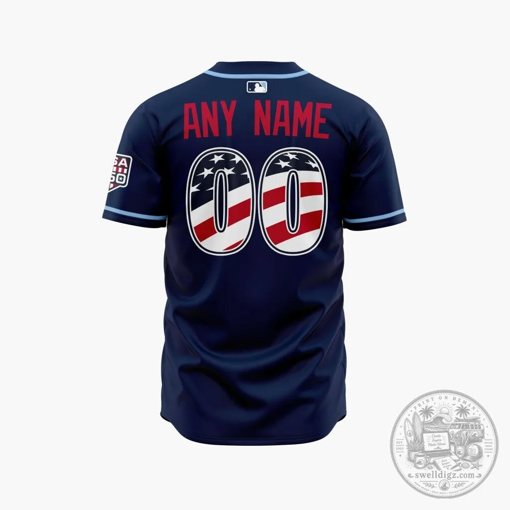 Tampa Bay Rays Personalized Stars and Stripes Fourth of July Baseball Jersey 5 Tampa Bay Rays Personalized Stars and Stripes Fourth of July Baseball Jersey