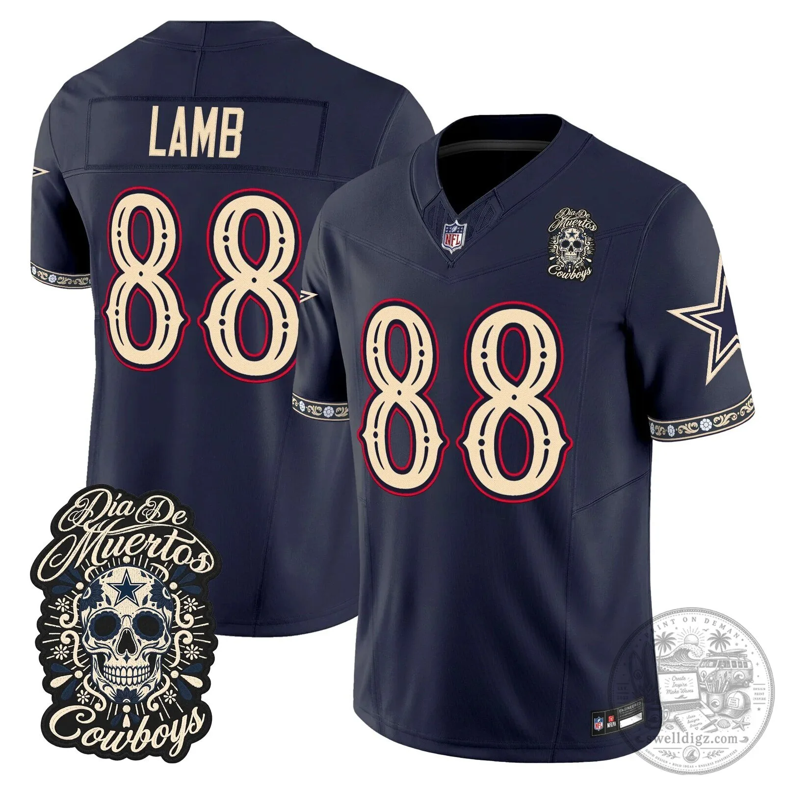 Dallas Cowboys CeeDee Lamb Día de los Muertos Football Jersey