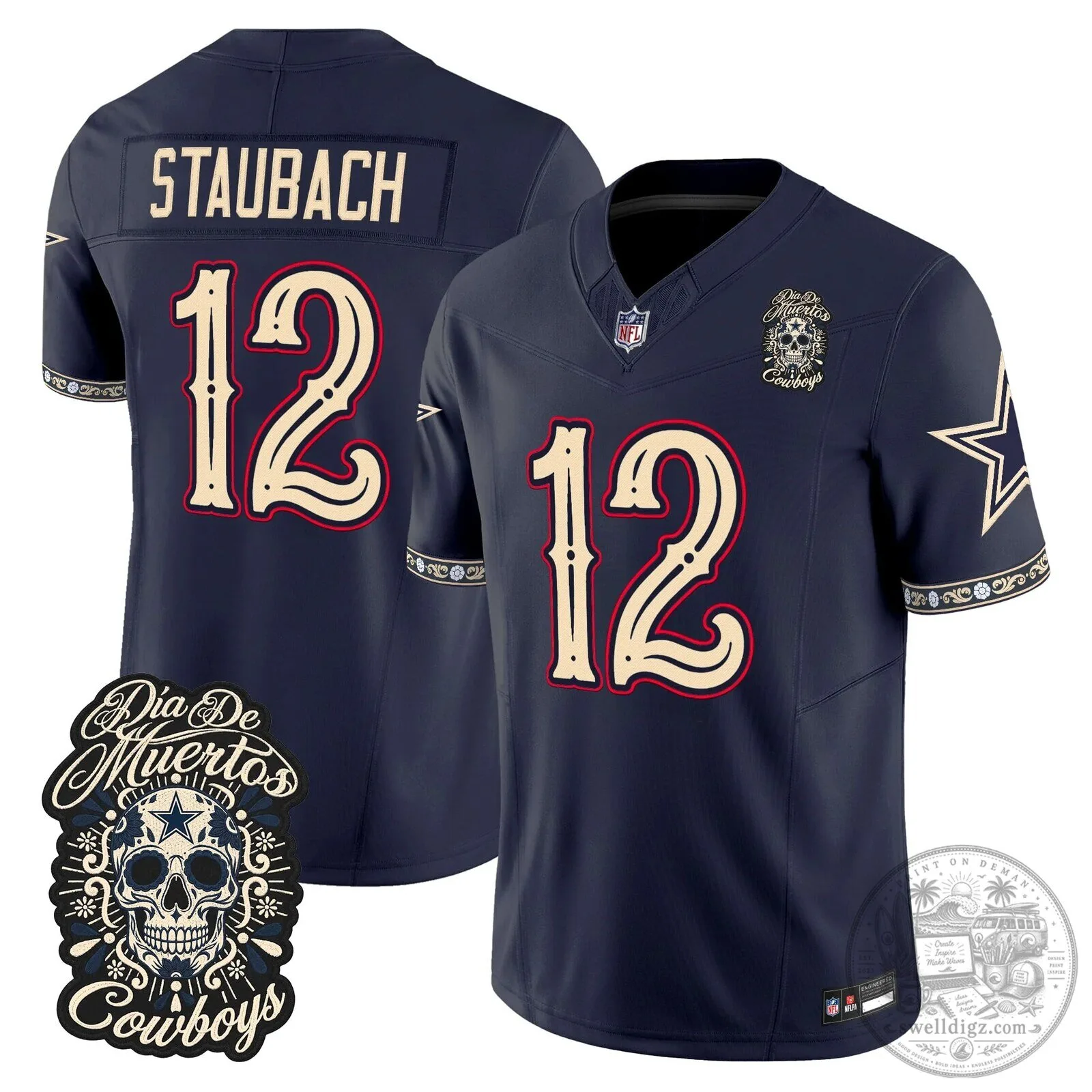 Dallas Cowboys CeeDee Lamb Día de los Muertos Football Jersey 22 Dallas Cowboys CeeDee Lamb Día de los Muertos Football Jersey