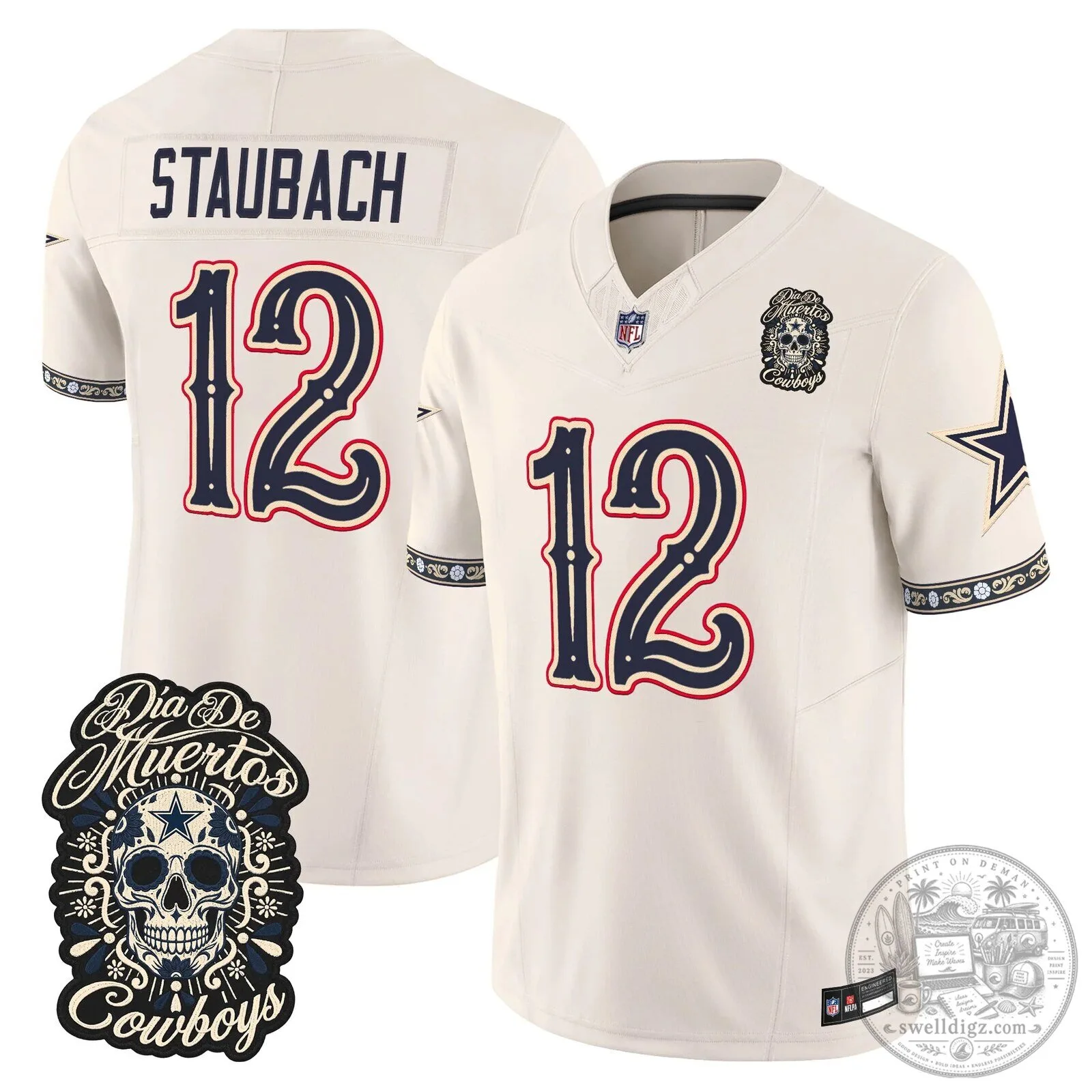 Dallas Cowboys CeeDee Lamb Día de los Muertos Football Jersey 30 Dallas Cowboys CeeDee Lamb Día de los Muertos Football Jersey