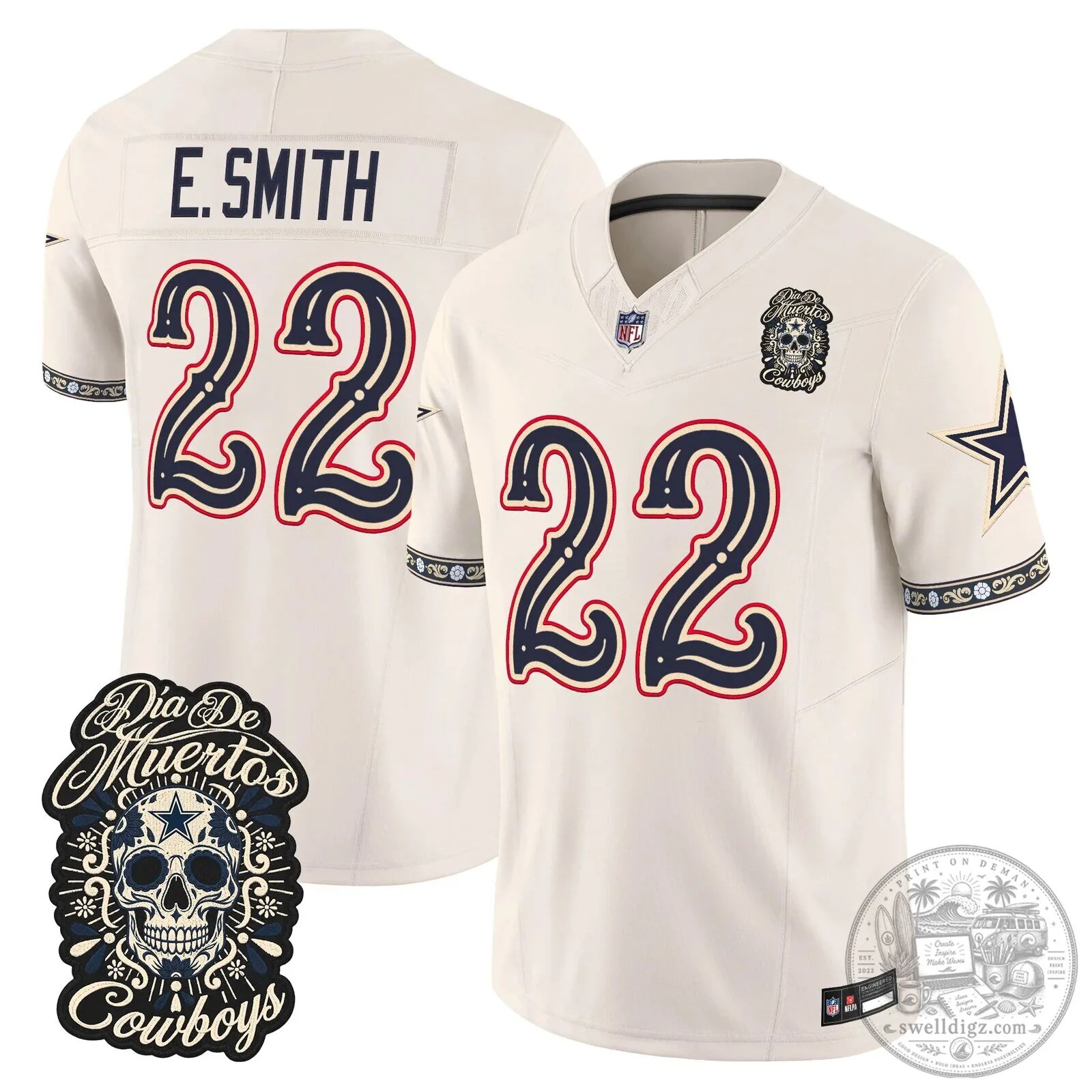 Dallas Cowboys CeeDee Lamb Día de los Muertos Football Jersey 31 Dallas Cowboys CeeDee Lamb Día de los Muertos Football Jersey