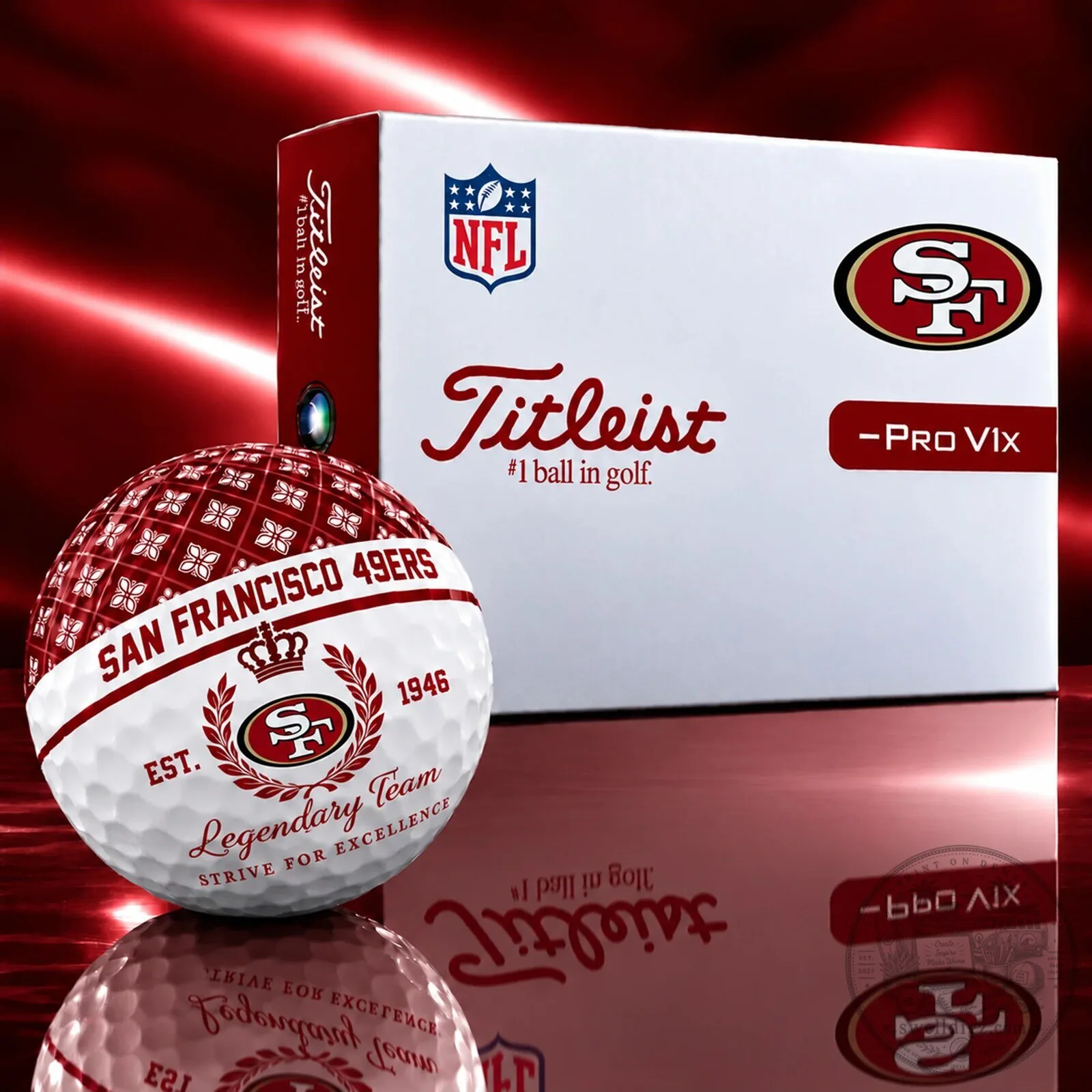 San Francisco 49ers NFL Titleist Pro V1x Legendary Team Golf Ball