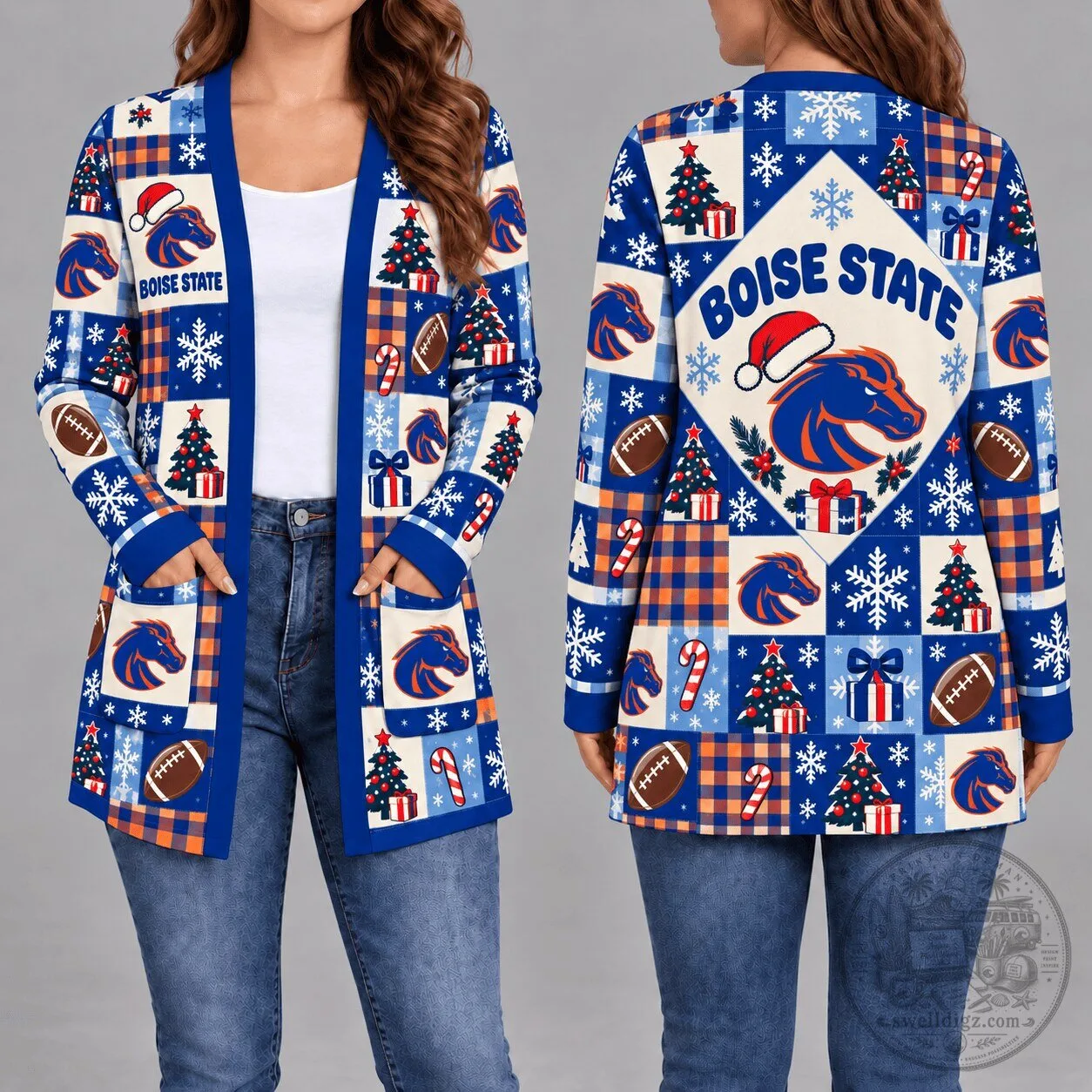 Boise State Broncos Christmas Pattern Women's Cardigan