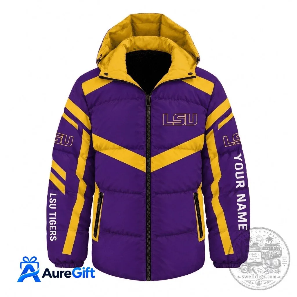 Louisiana State University Tigers NCAA Puffer Jacket Custom Name