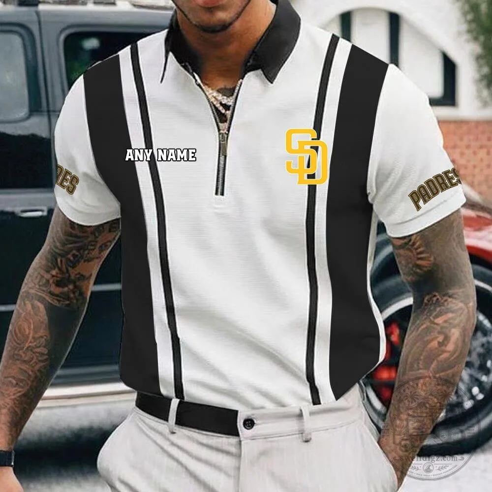 San Diego Padres Personalized Name Multi Color Zipper Major League Baseball Polo Shirt