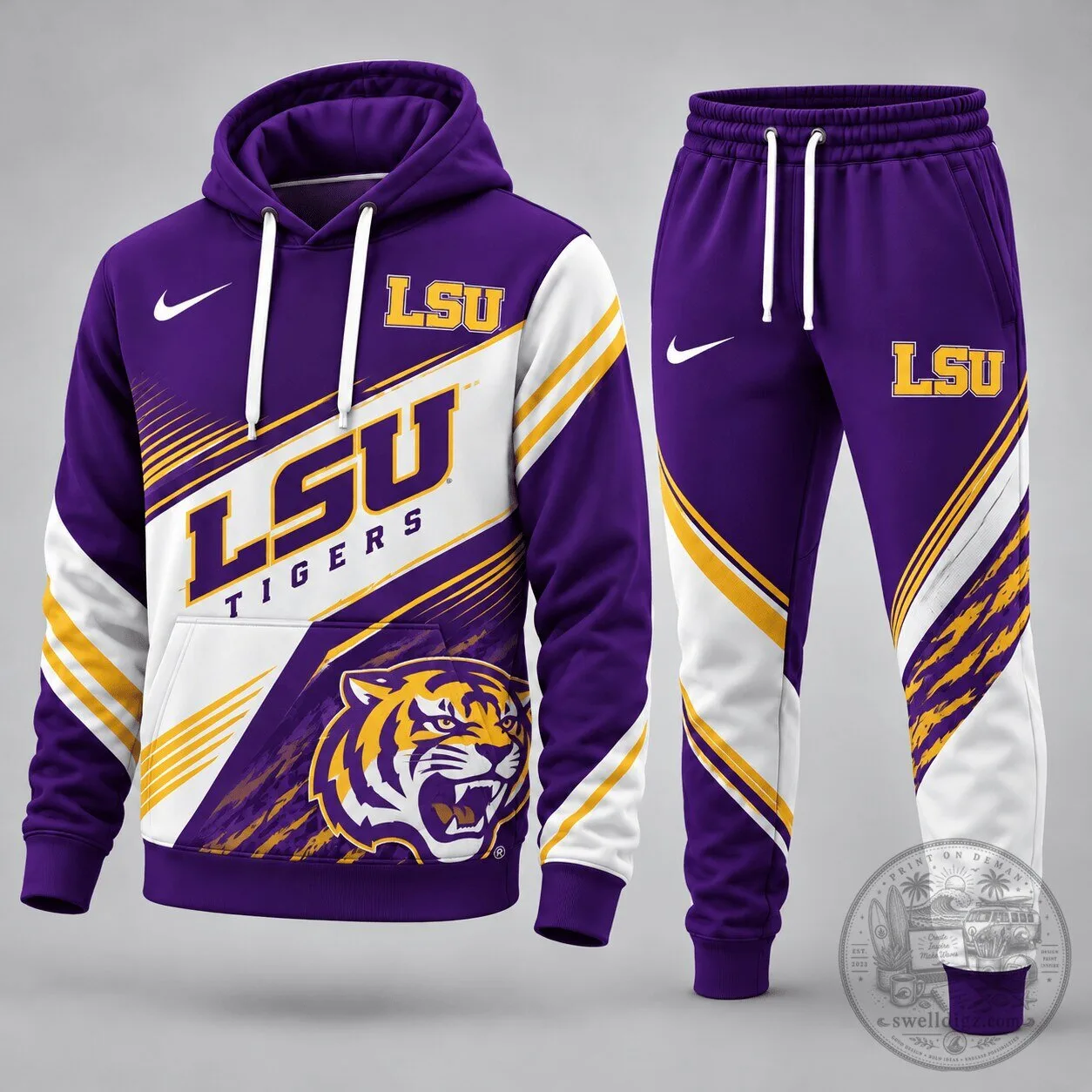 Purple and Gold Striped Hoodie for LSU Tigers Fans