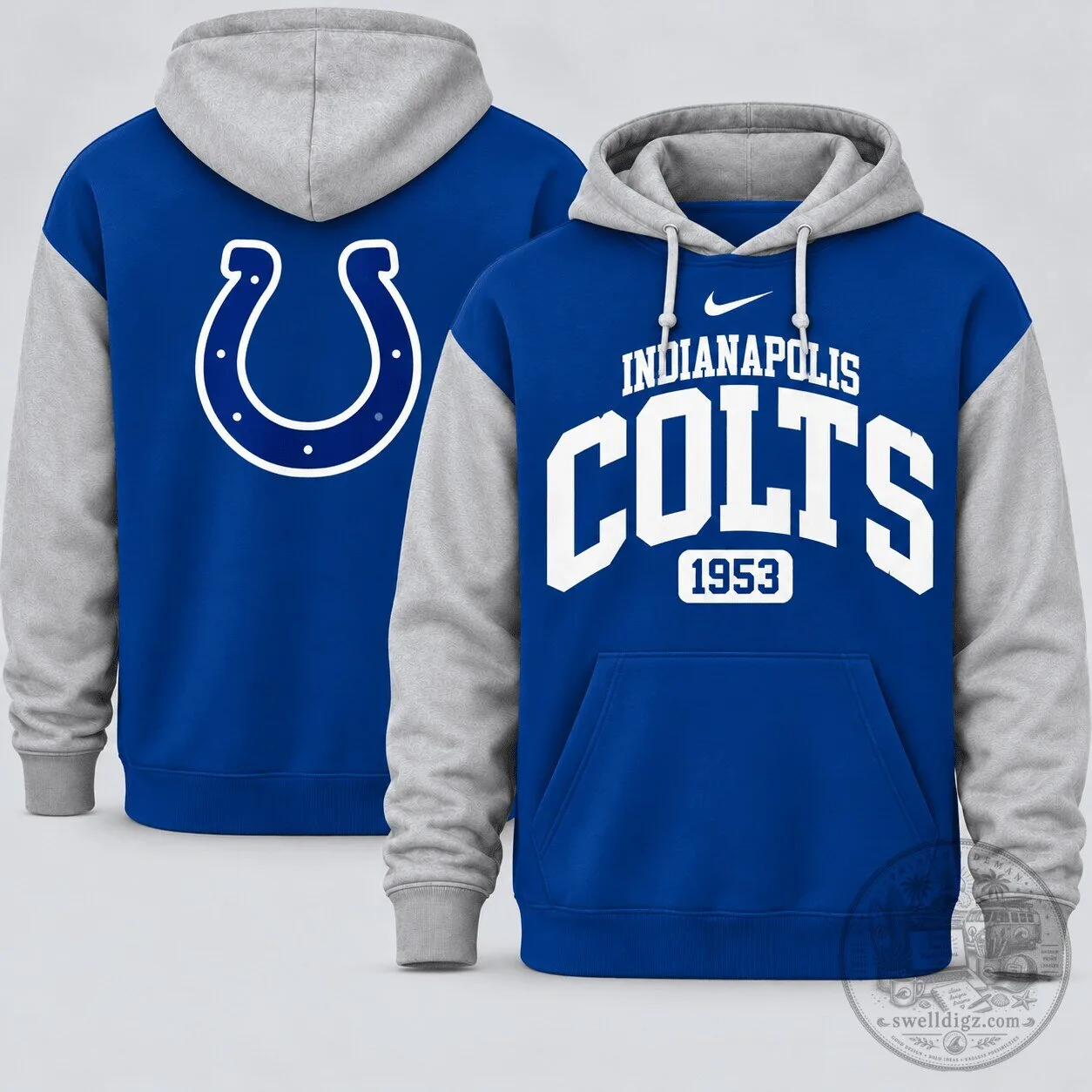 Indianapolis Colts Football Team Established 1953 Blue and Gray Hoodie
