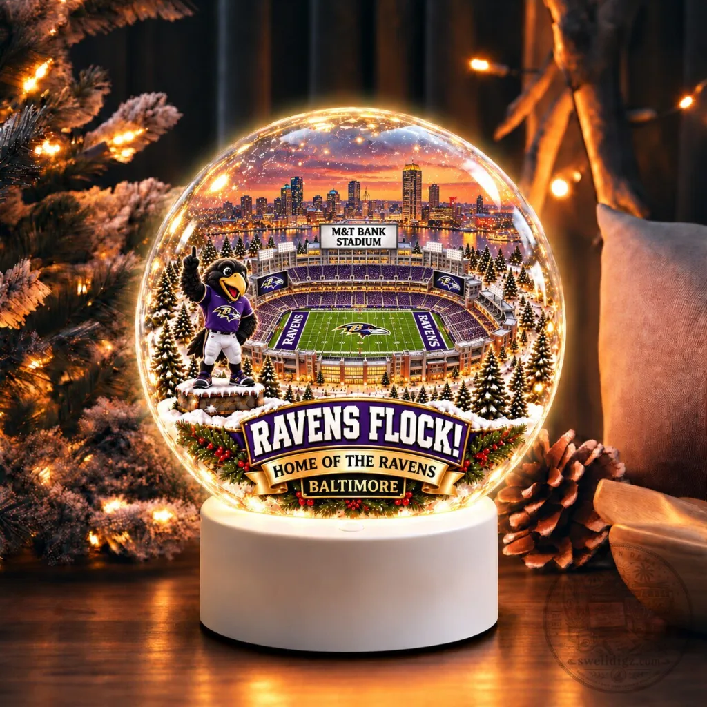 Baltimore Ravens M&T Bank Stadium Snow Globe Christmas Night Light Baltimore Ravens M&T Bank Stadium Snow Globe Christmas Night Light