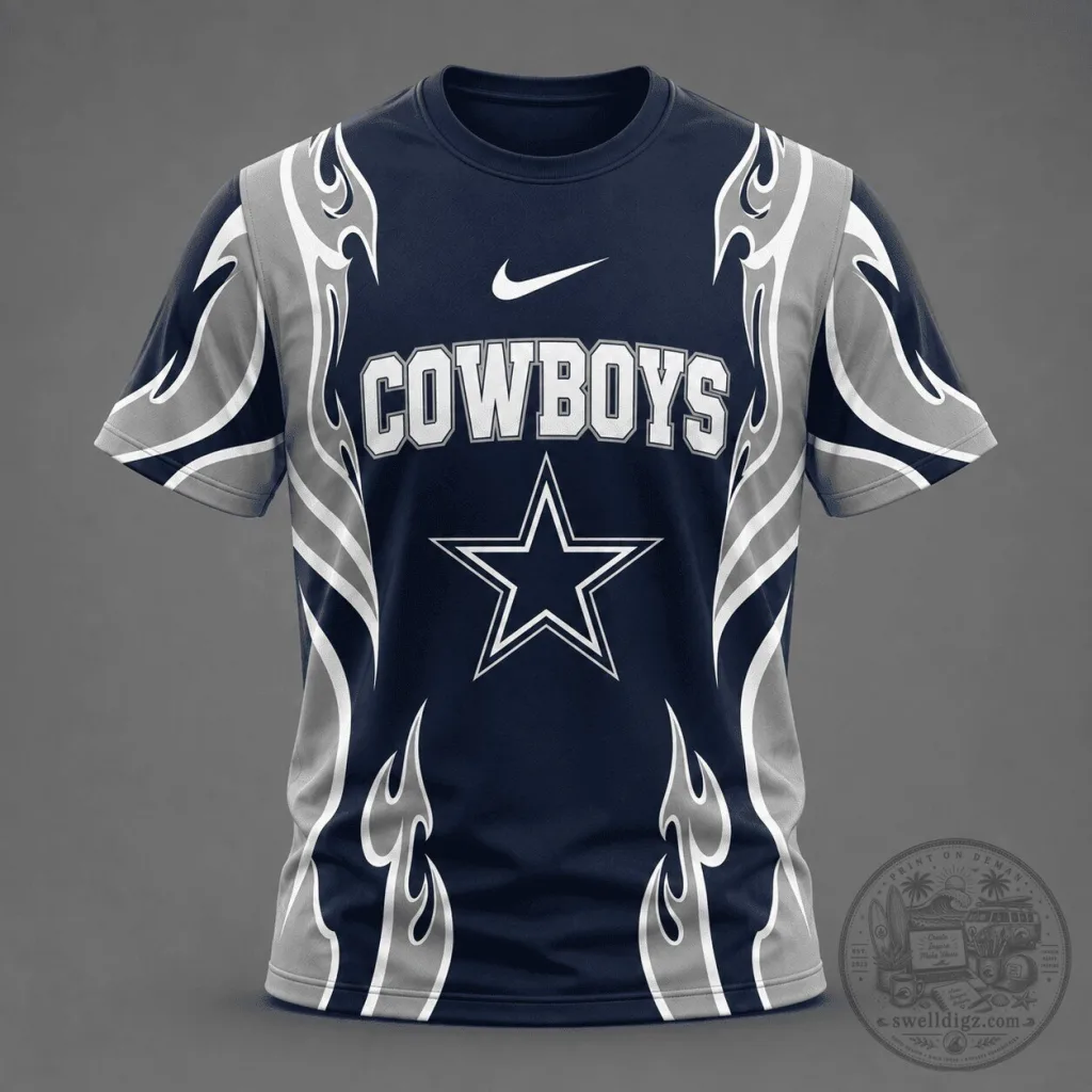 Dallas Cowboys Football Flame Tribal All Over Print T-Shirt Dallas Cowboys Football Flame Tribal All Over Print T-Shirt