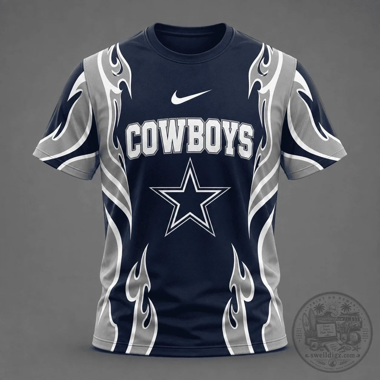 Dallas Cowboys Football Flame Tribal All Over Print T-Shirt