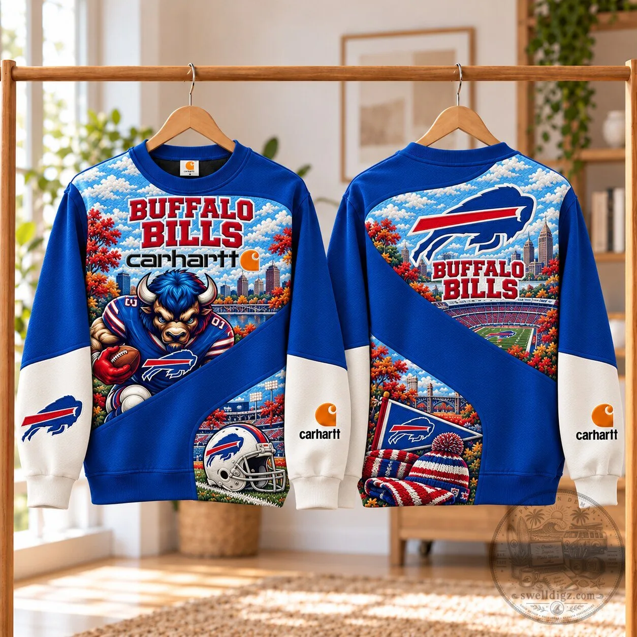 Buffalo Bills Carhartt NFL Football Team Fan Art Sweatshirt