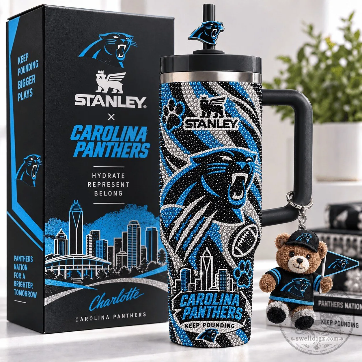 Carolina Panthers Stanley Tumbler With Handle and Straw Lid