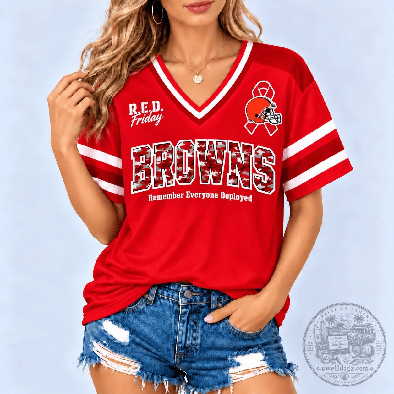 Cleveland Browns R.E.D. Friday Remember Everyone Deployed Military Camo Football Jersey