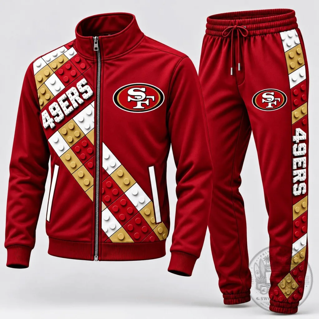 San Francisco 49ers NFL Game Day Block Fusion Red Tracksuit Hoodie San Francisco 49ers NFL Game Day Block Fusion Red Tracksuit Hoodie
