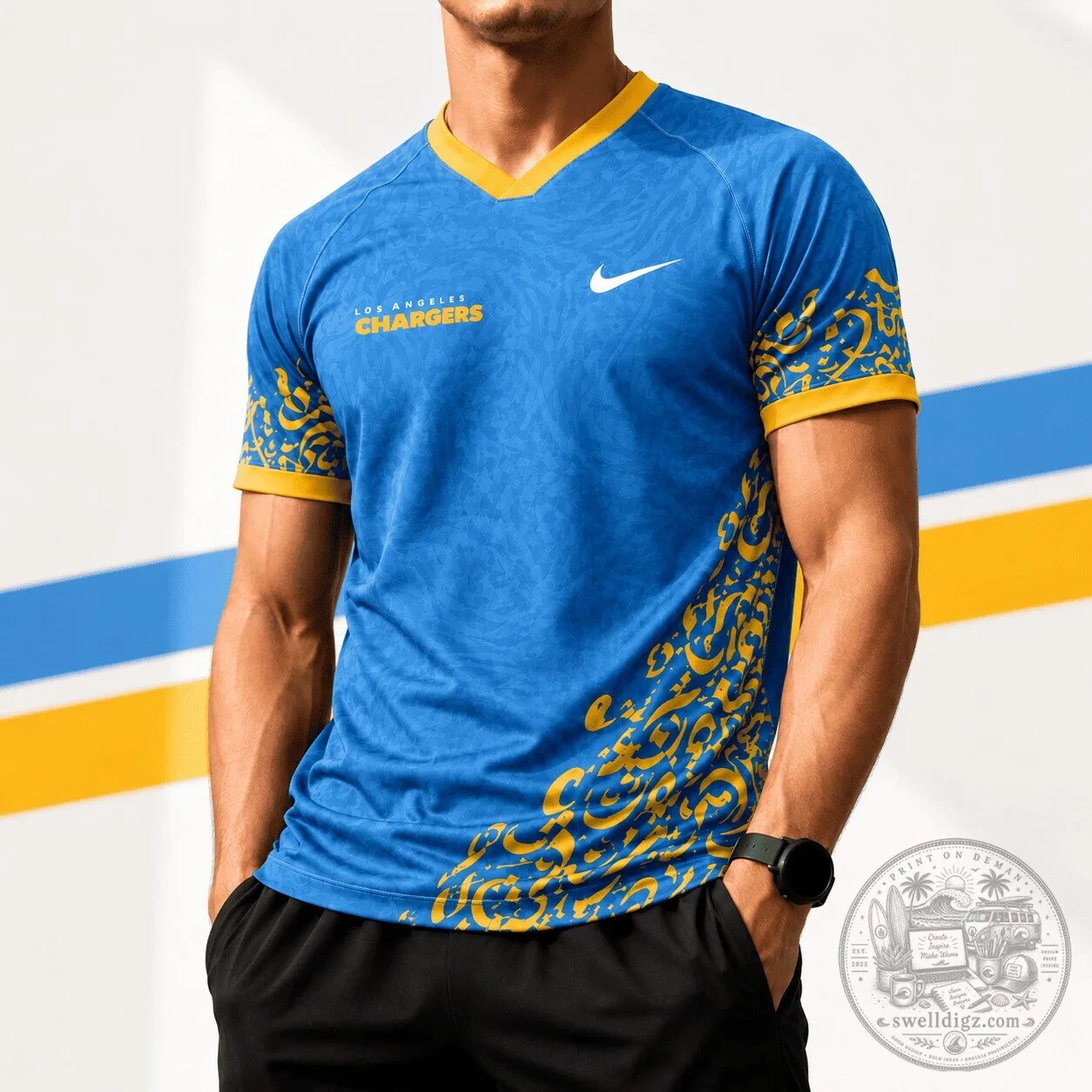 Los Angeles Chargers NFL Fan Shirt Premium Legacy Calligraphy Jersey