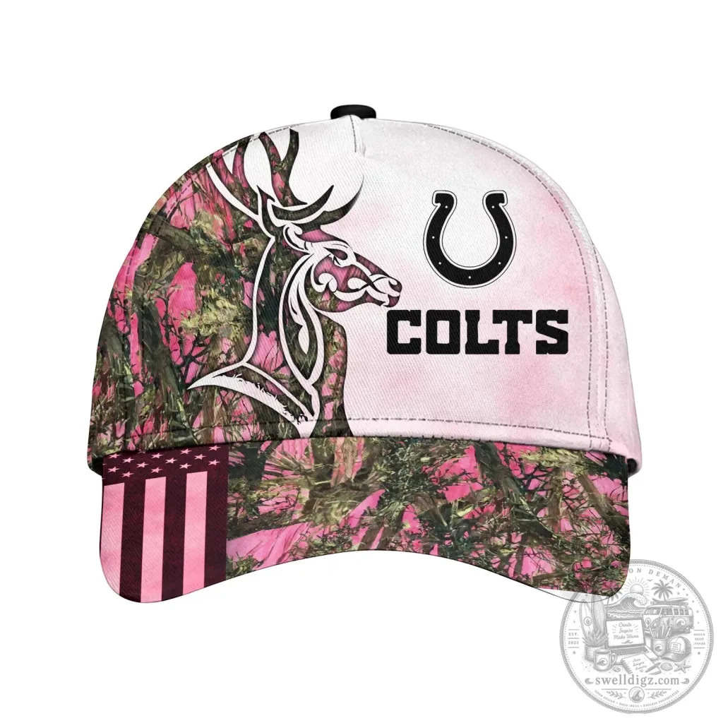 Indianapolis Colts Hunting Camouflage Deer Antler Baseball Cap Hat