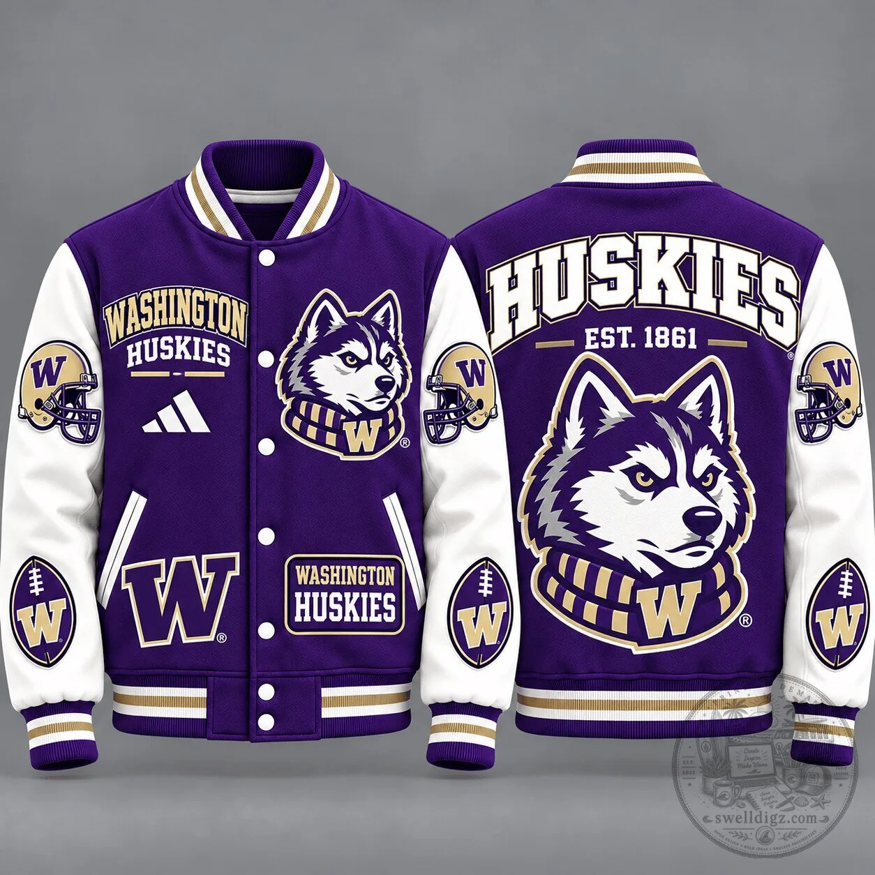 Washington Huskies Vintage Football Varsity Letterman Jacket for Men and Women