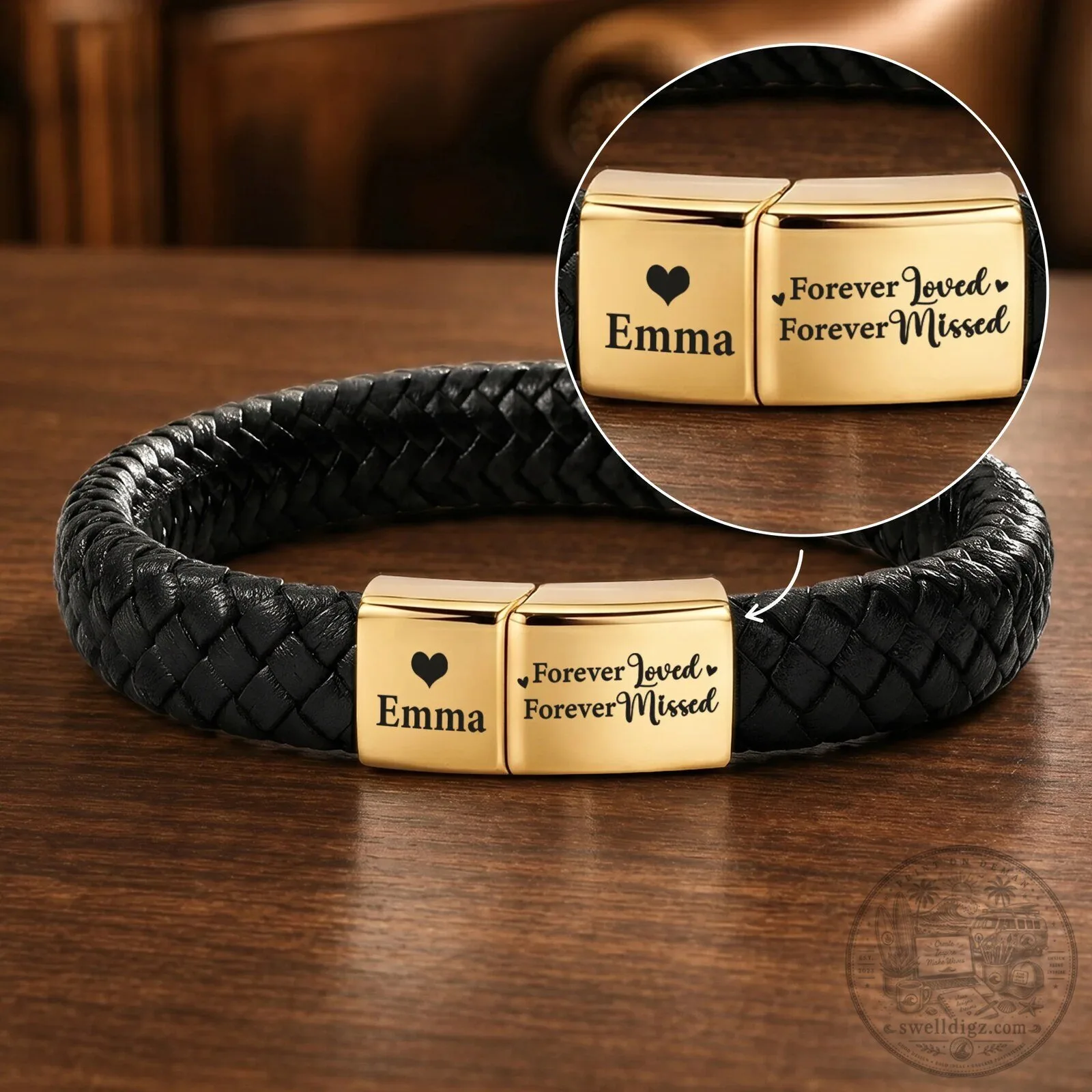 Personalized I'm Always With You Leather Braided Rope Bracelet 3 Personalized I