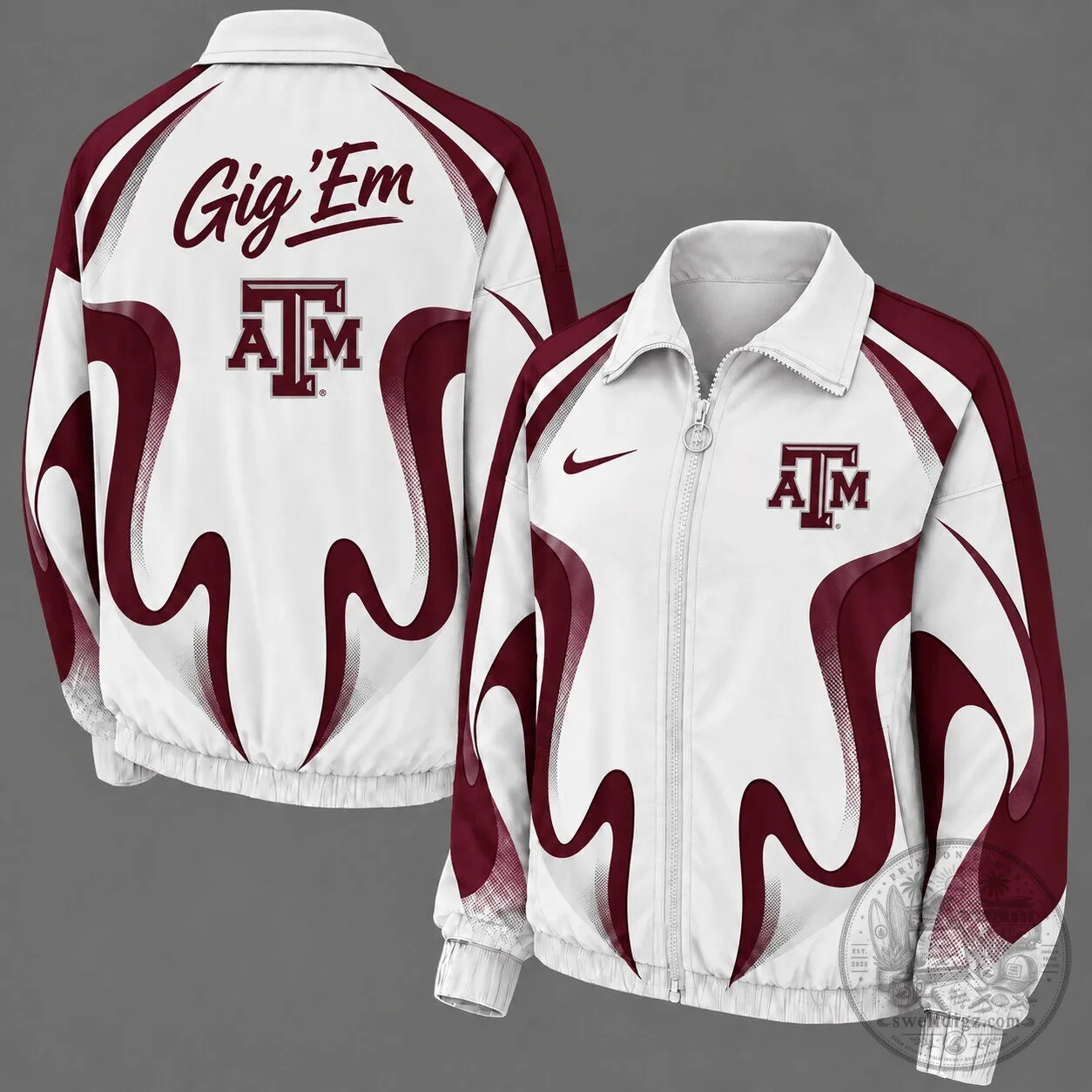 Texas A&M Aggies Gig 'Em Retro Flame Full-Zip Windbreaker Jacket
