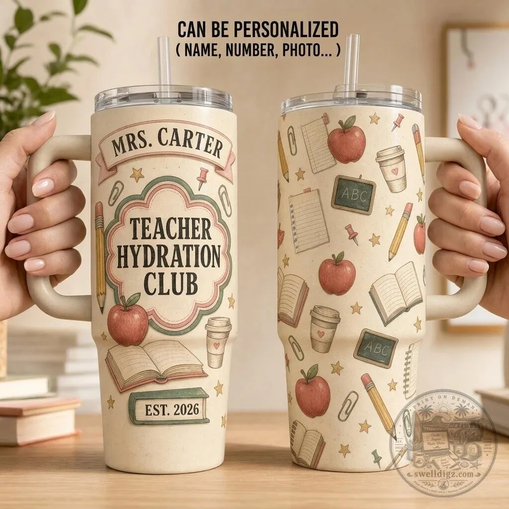Personalized Teacher Hydration Club 40oz Tumbler with Handle 1 Personalized Teacher Hydration Club 40oz Tumbler with Handle