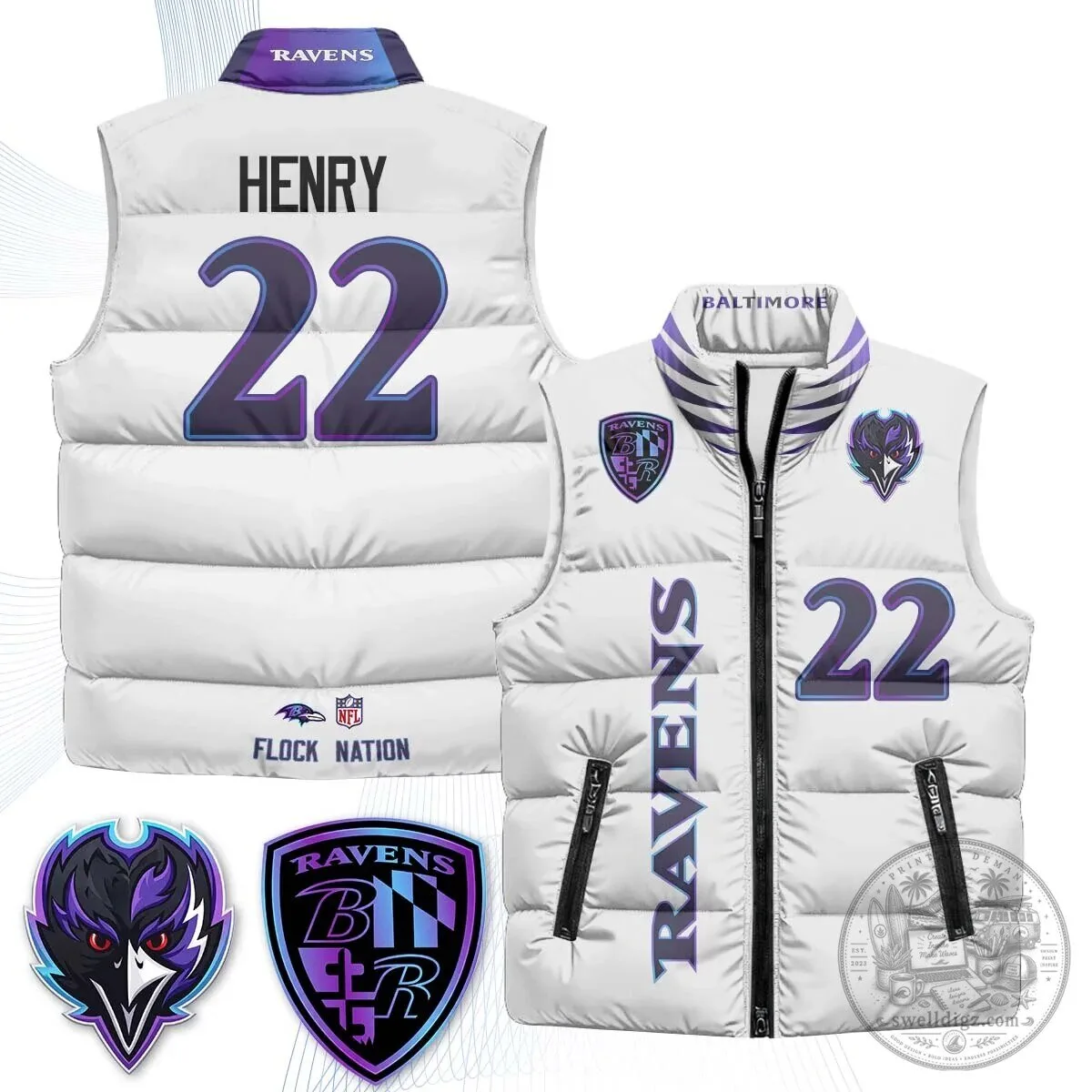 Lamar Jackson Number 8 NFL Puffer Vest for Baltimore Ravens Fans 41 Lamar Jackson Number 8 NFL Puffer Vest for Baltimore Ravens Fans