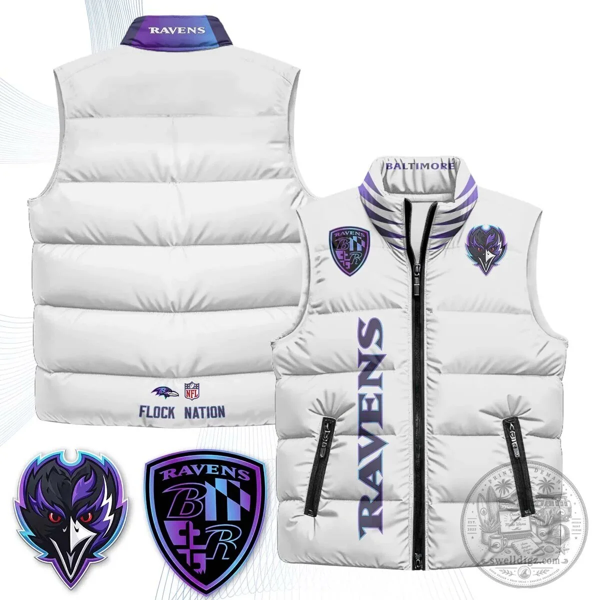 Lamar Jackson Number 8 NFL Puffer Vest for Baltimore Ravens Fans 48 Lamar Jackson Number 8 NFL Puffer Vest for Baltimore Ravens Fans
