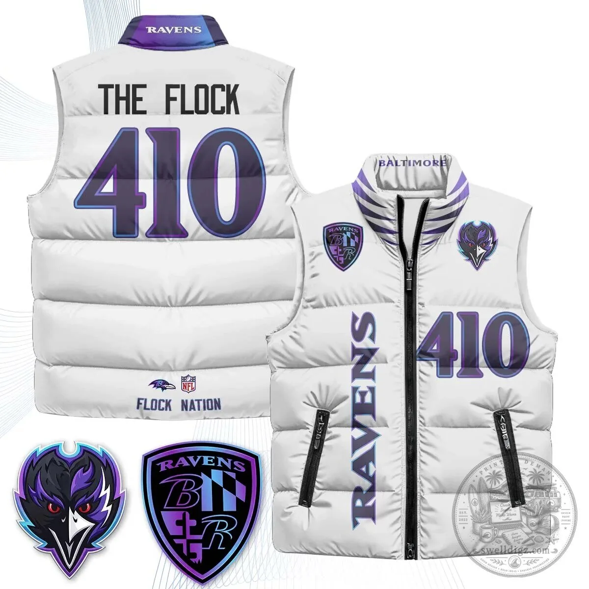 Lamar Jackson Number 8 NFL Puffer Vest for Baltimore Ravens Fans 49 Lamar Jackson Number 8 NFL Puffer Vest for Baltimore Ravens Fans