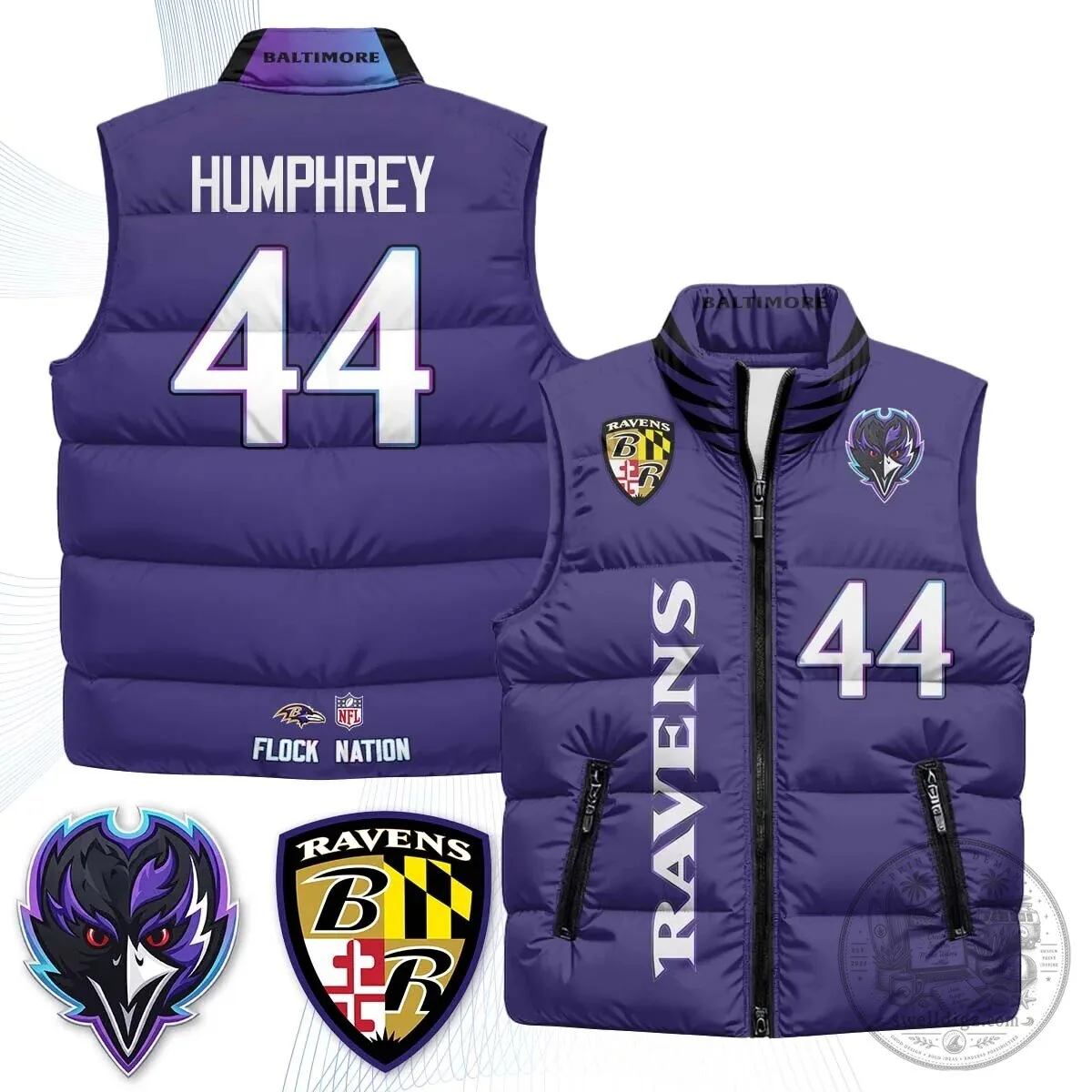 Lamar Jackson Number 8 NFL Puffer Vest for Baltimore Ravens Fans 56 Lamar Jackson Number 8 NFL Puffer Vest for Baltimore Ravens Fans