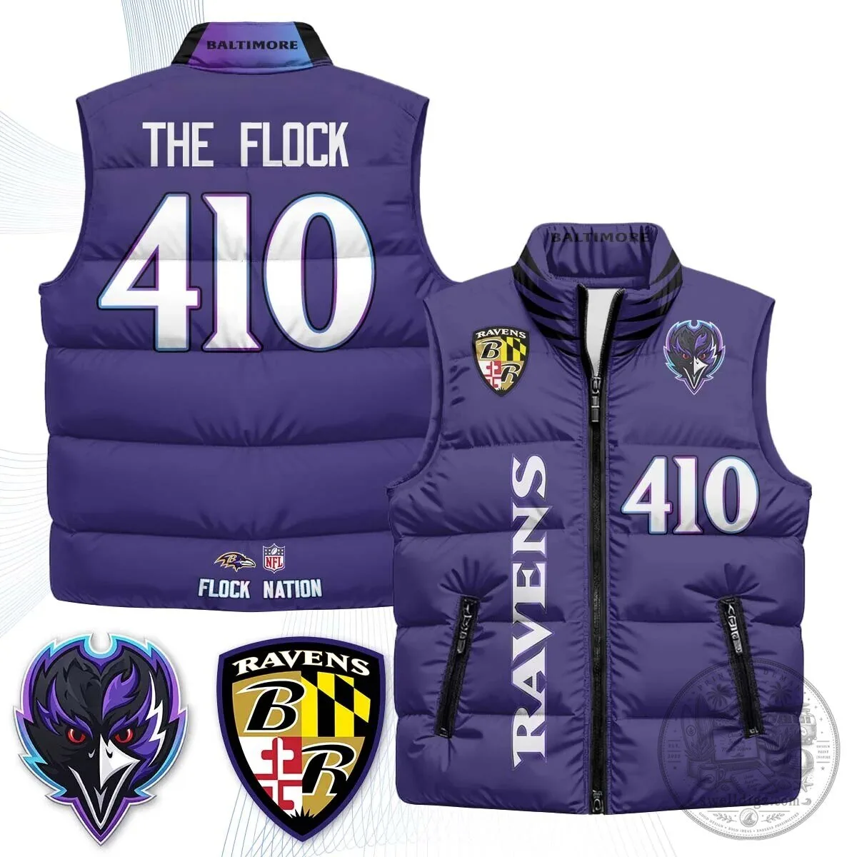 Lamar Jackson Number 8 NFL Puffer Vest for Baltimore Ravens Fans 59 Lamar Jackson Number 8 NFL Puffer Vest for Baltimore Ravens Fans