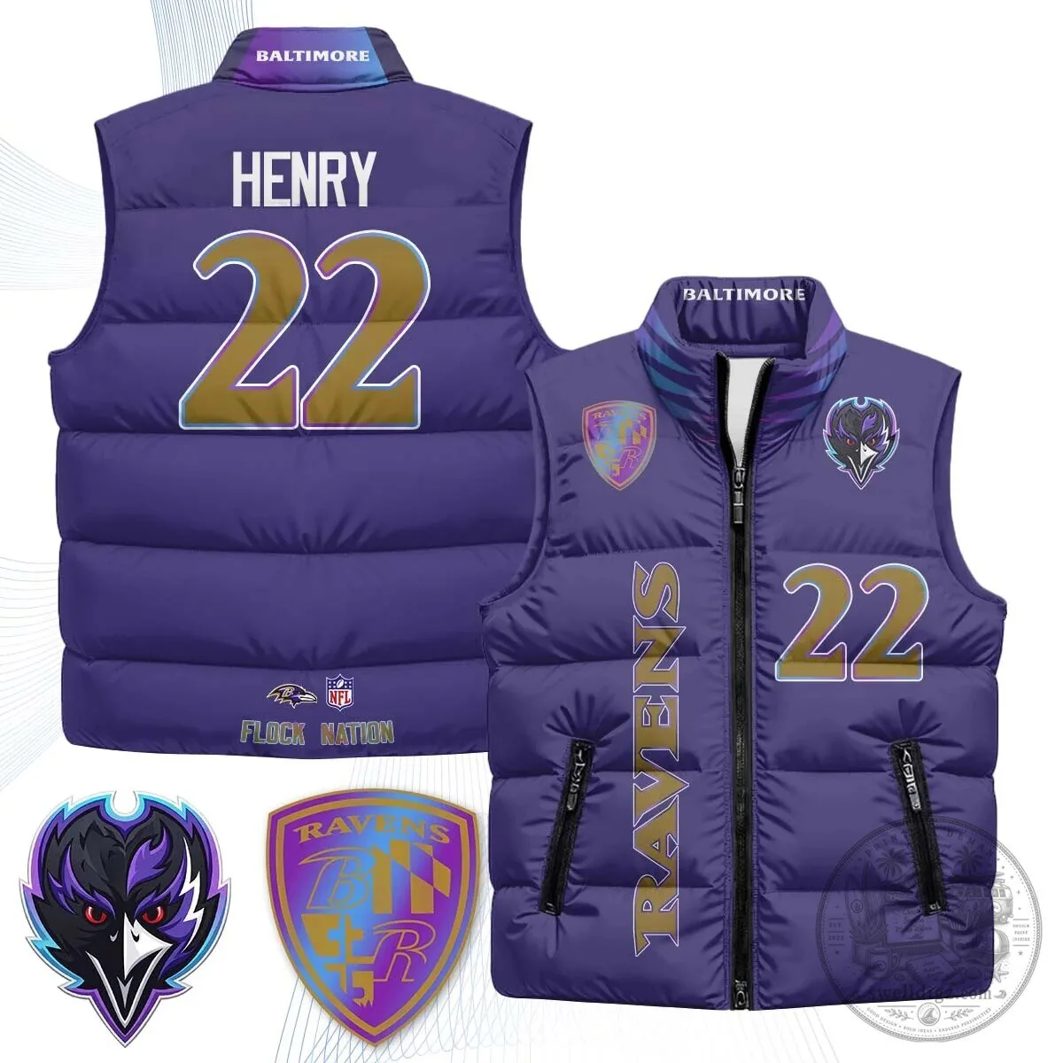 Lamar Jackson Number 8 NFL Puffer Vest for Baltimore Ravens Fans 61 Lamar Jackson Number 8 NFL Puffer Vest for Baltimore Ravens Fans