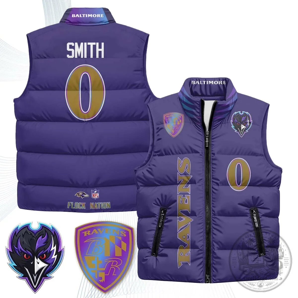 Lamar Jackson Number 8 NFL Puffer Vest for Baltimore Ravens Fans 64 Lamar Jackson Number 8 NFL Puffer Vest for Baltimore Ravens Fans