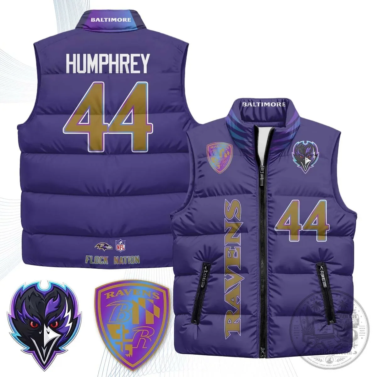 Lamar Jackson Number 8 NFL Puffer Vest for Baltimore Ravens Fans 66 Lamar Jackson Number 8 NFL Puffer Vest for Baltimore Ravens Fans