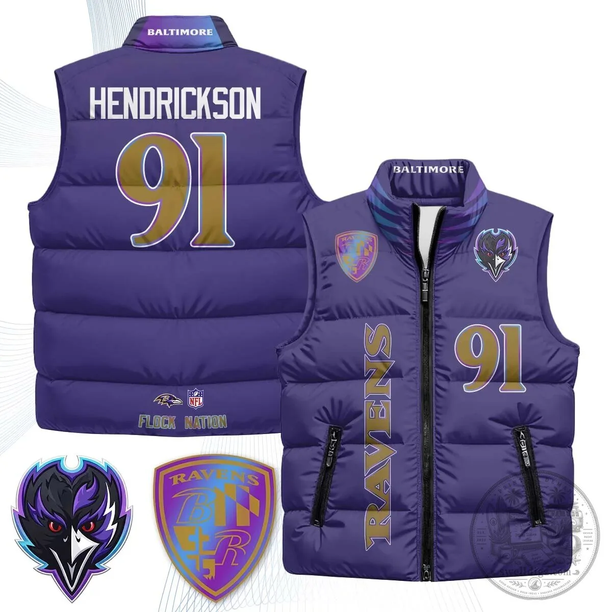Lamar Jackson Number 8 NFL Puffer Vest for Baltimore Ravens Fans 67 Lamar Jackson Number 8 NFL Puffer Vest for Baltimore Ravens Fans
