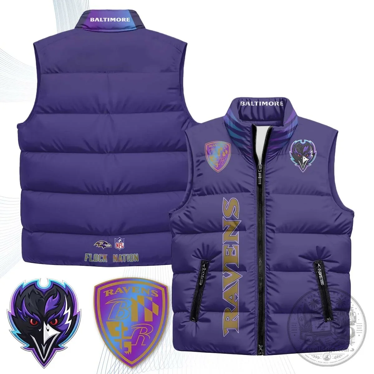 Lamar Jackson Number 8 NFL Puffer Vest for Baltimore Ravens Fans 68 Lamar Jackson Number 8 NFL Puffer Vest for Baltimore Ravens Fans
