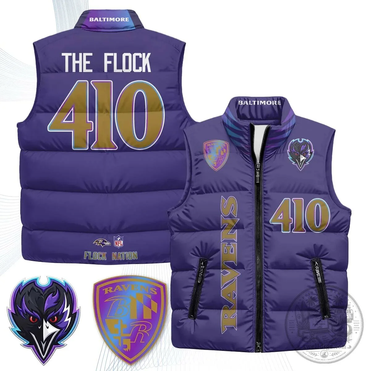 Lamar Jackson Number 8 NFL Puffer Vest for Baltimore Ravens Fans 69 Lamar Jackson Number 8 NFL Puffer Vest for Baltimore Ravens Fans