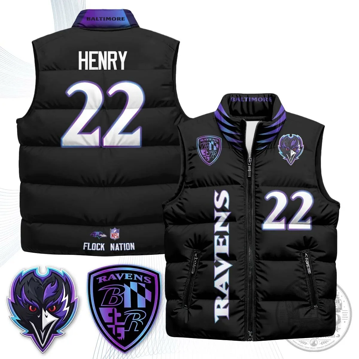 Lamar Jackson Number 8 NFL Puffer Vest for Baltimore Ravens Fans 71 Lamar Jackson Number 8 NFL Puffer Vest for Baltimore Ravens Fans
