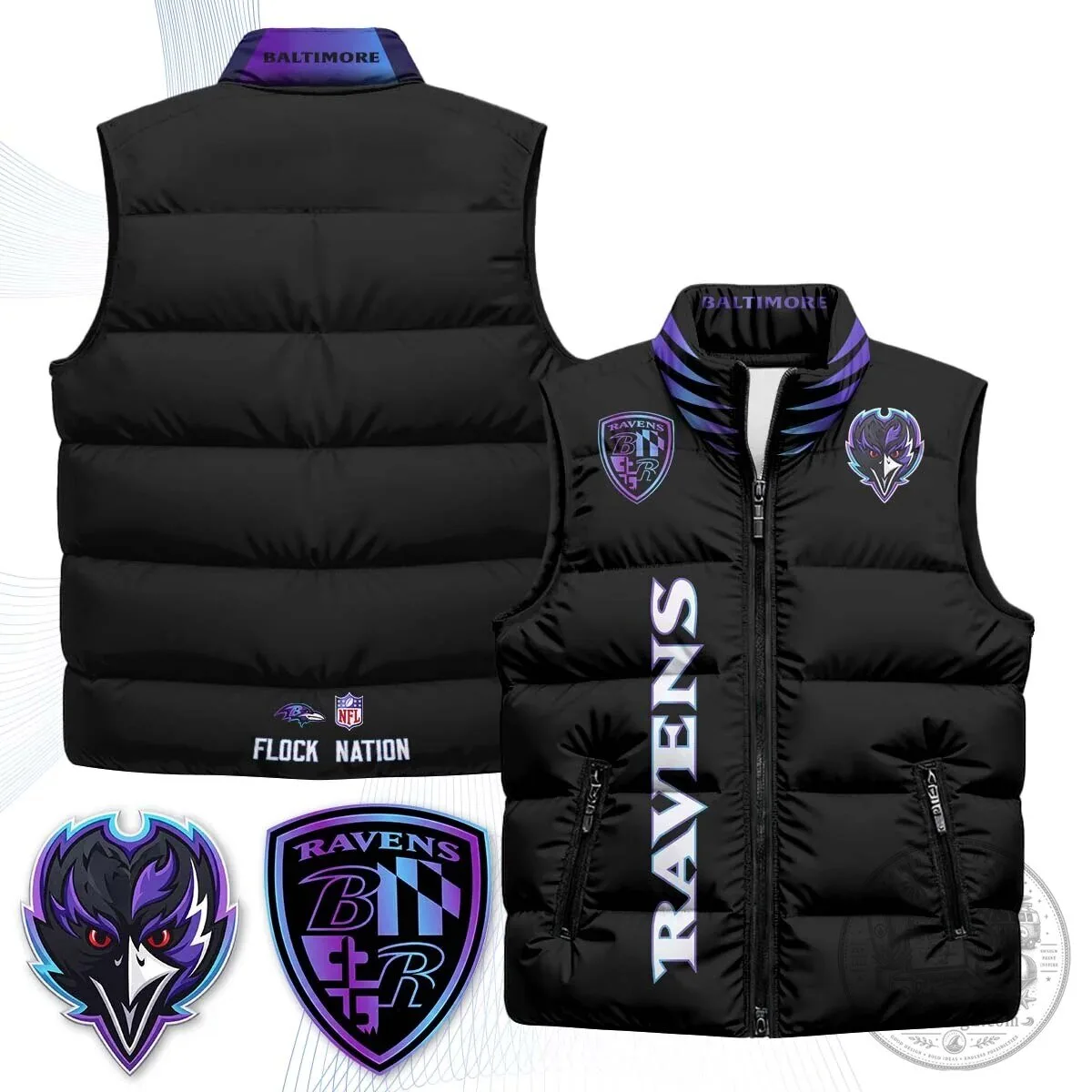 Lamar Jackson Number 8 NFL Puffer Vest for Baltimore Ravens Fans 78 Lamar Jackson Number 8 NFL Puffer Vest for Baltimore Ravens Fans