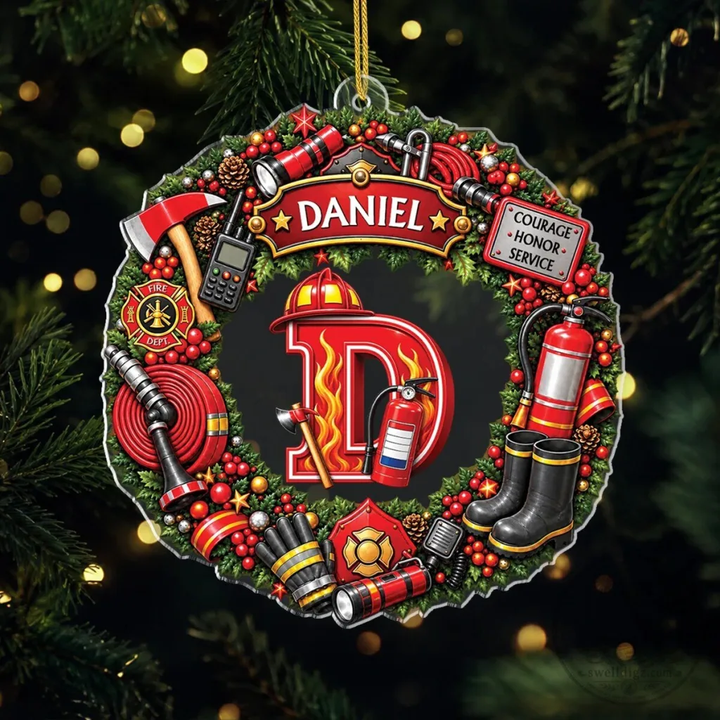 Personalized Firefighter Courage Honor Service Christmas Tree Ornament Personalized Firefighter Courage Honor Service Christmas Tree Ornament