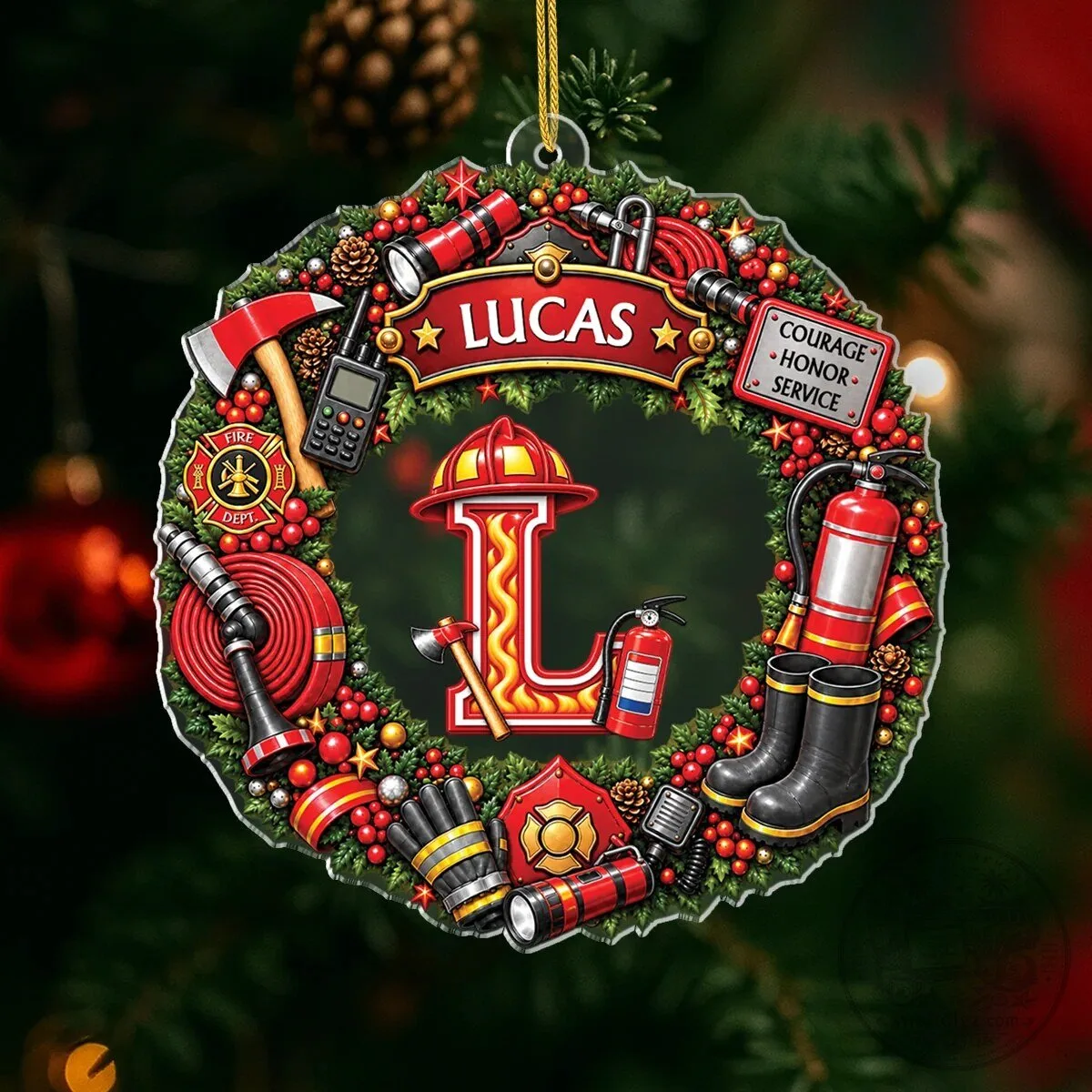 Personalized Firefighter Courage Honor Service Christmas Tree Ornament 7 Personalized Firefighter Courage Honor Service Christmas Tree Ornament
