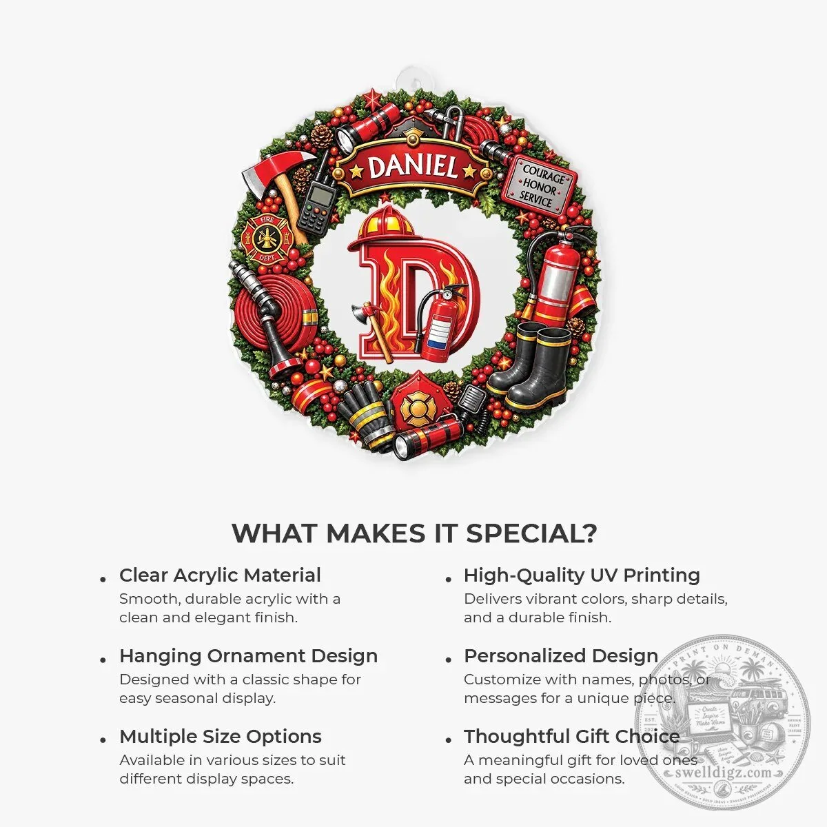 Personalized Firefighter Courage Honor Service Christmas Tree Ornament 11 Personalized Firefighter Courage Honor Service Christmas Tree Ornament