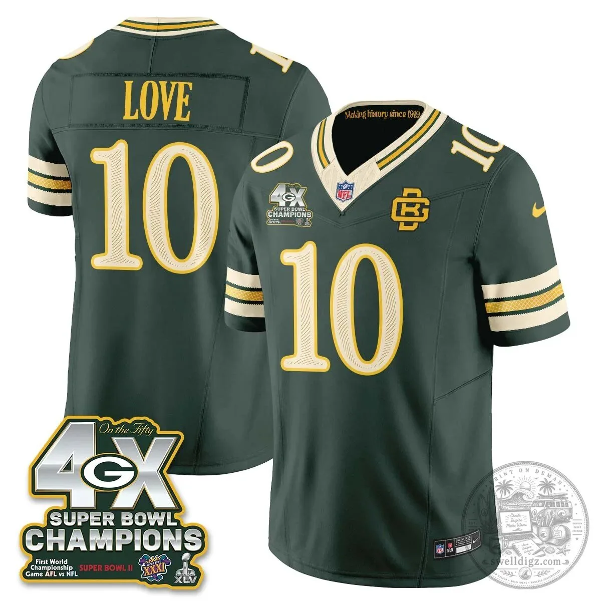Green Bay Packers Jordan Love Super Bowl Champions Football Jersey