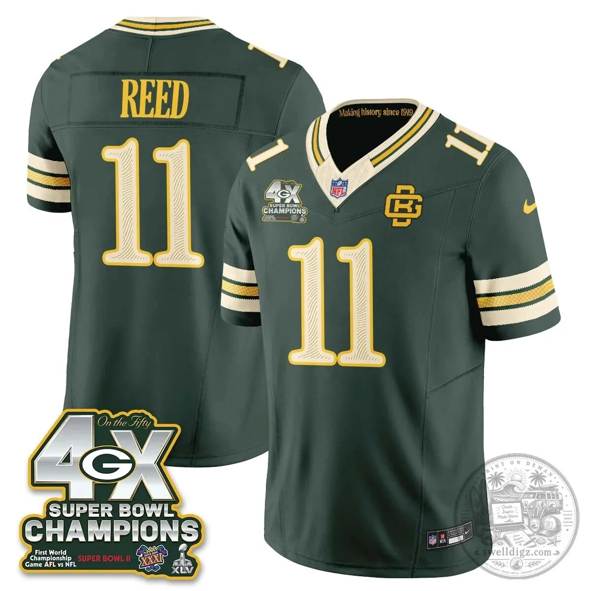 Green Bay Packers Jordan Love Super Bowl Champions Football Jersey 32 Green Bay Packers Jordan Love Super Bowl Champions Football Jersey
