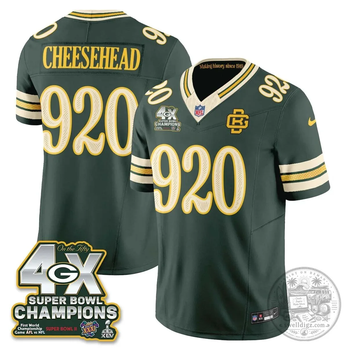 Green Bay Packers Jordan Love Super Bowl Champions Football Jersey 39 Green Bay Packers Jordan Love Super Bowl Champions Football Jersey