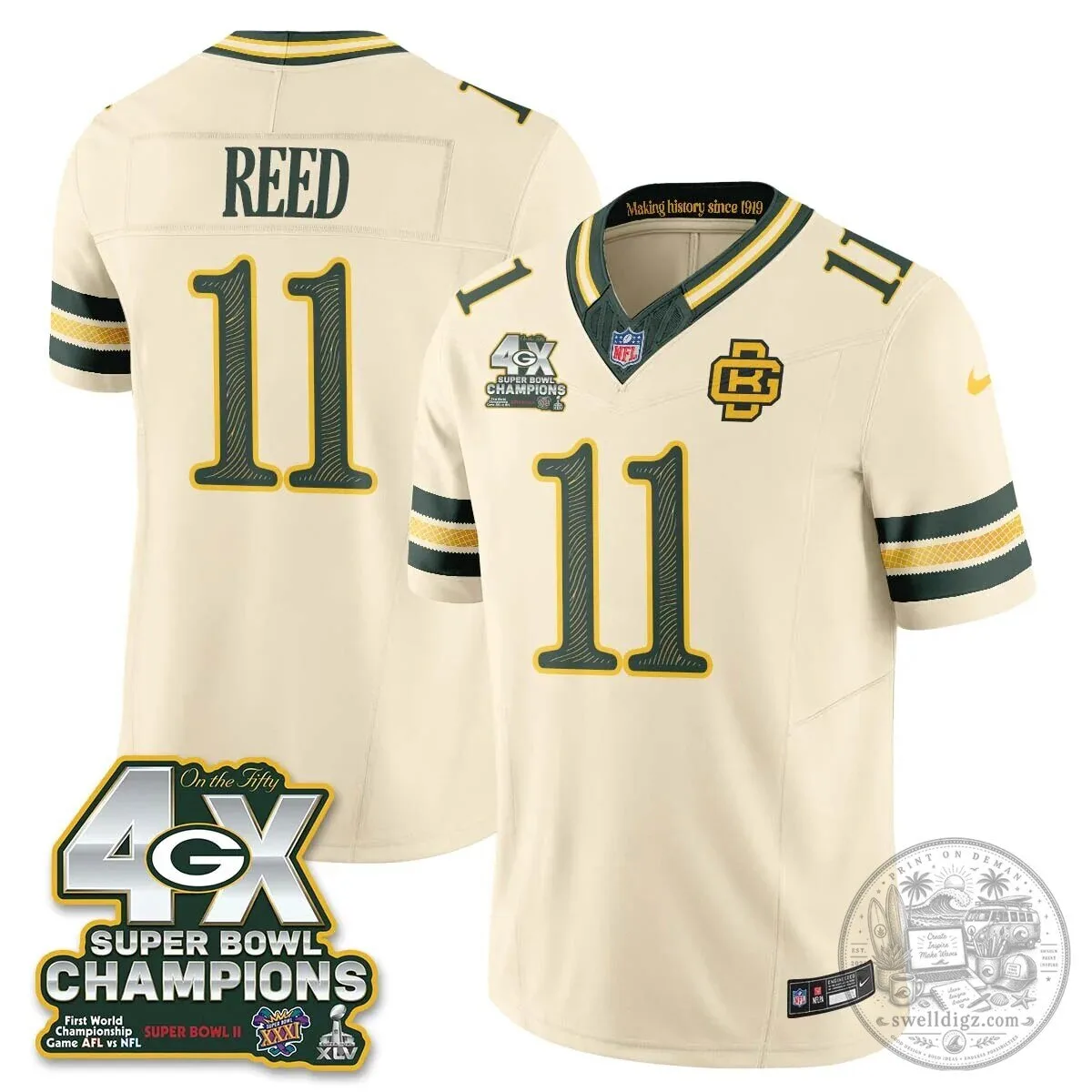 Green Bay Packers Jordan Love Super Bowl Champions Football Jersey 42 Green Bay Packers Jordan Love Super Bowl Champions Football Jersey