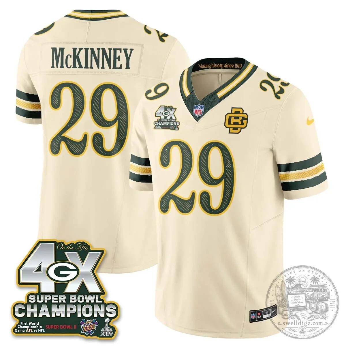 Green Bay Packers Jordan Love Super Bowl Champions Football Jersey 44 Green Bay Packers Jordan Love Super Bowl Champions Football Jersey