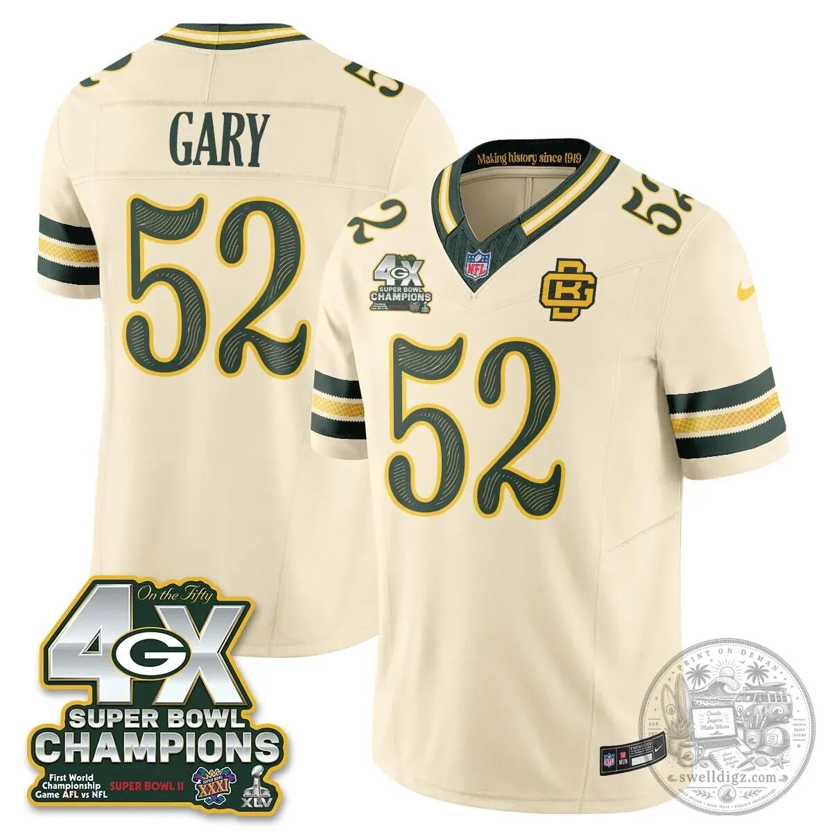 Green Bay Packers Jordan Love Super Bowl Champions Football Jersey 45 Green Bay Packers Jordan Love Super Bowl Champions Football Jersey